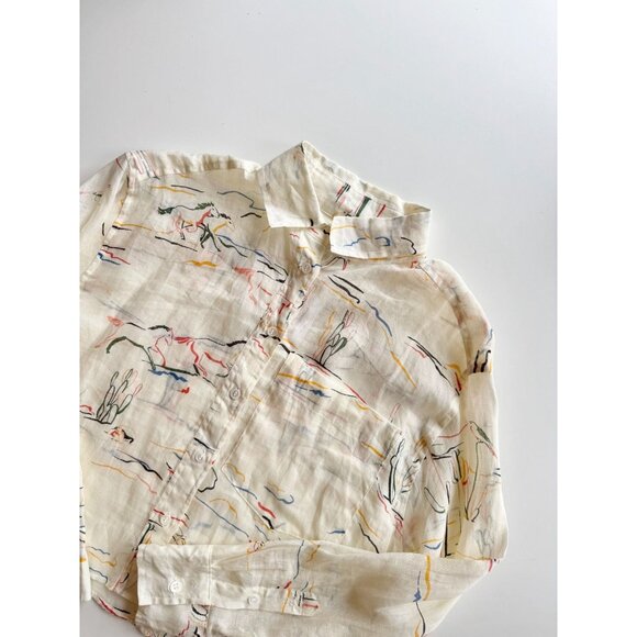 NWT BANANA REPUBLIC Desert Ramie Cropped Button Down Skimmer Shirt, Size XS - Picture 5 of 16